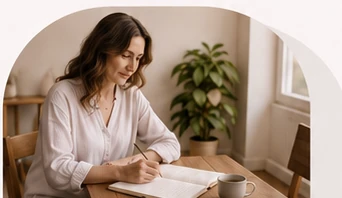 Zoya writing in a journal